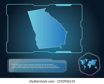 GEORGIA Mapa tecnología de infografía azul Color del fondo de la colección de elementos