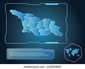 GEORGIA Map infographic technology blue Color element collection background