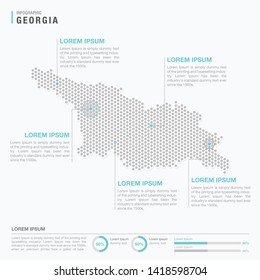 Georgia map infographics with abstract pixelated dot pattern on white background. Stylized map concept with elementsl. - Vector illustration