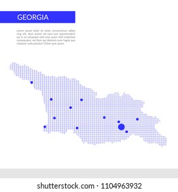 Georgia map infographics background, blue grid and dots.