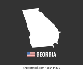 Georgia map isolated on black background silhouette. Georgia USA state. American flag. Vector illustration.