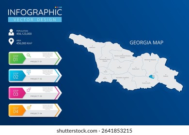 Georgia map with location pointer marks. High detailed country map with division, cities and capital infographic template. Vector illustration EPS10