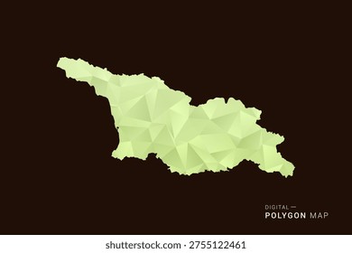 Georgia Map - Low poly polygon map in soft light green gradient on dark brown background, modern minimal geometric style, clean abstract vector illustration design.