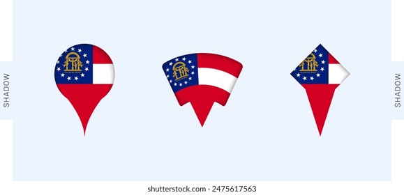 Conjunto de marcadores de mapa de Georgia. Perfecto para proyectos relacionados con Georgia, viajes, geografía y representación internacional. Vector colección.