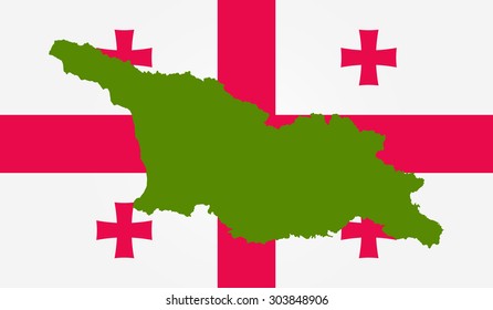 Georgia map on a flag background
