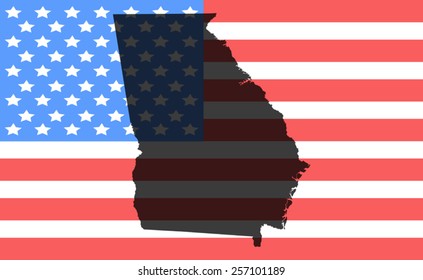 georgia  map on a vintage american flag background