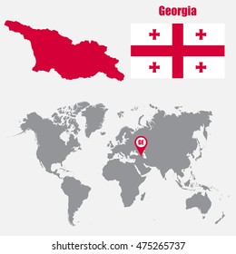 Georgia Map On World Flag 260nw 475265737 