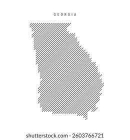 Georgia map from pattern of black slanted parallel lines. Flat vector illustration isolated on white