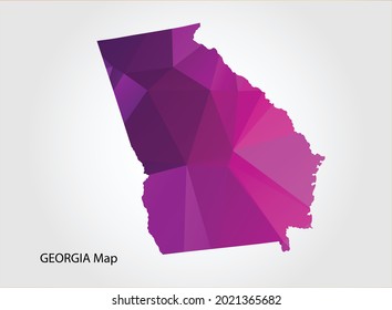 GEORGIA Map pink Color on white background polygonal