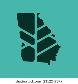 Georgia map plant leaf logo. Creative eco and nature organic logo design template.