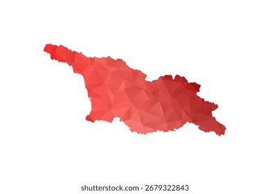 Georgia Map - Vektorgrafik im Polygonstil in rotem Farbverlauf, geometrisches Design mit niedrigem Poly, einzeln auf weißem Hintergrund, perfekt für Infografiken, Berichte und Lehrmaterialien.