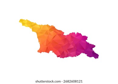 Georgia Map - Polygon Style Vector Illustration in Orange and Pink Gradient, Low Poly Geometric Design, Isolated on White Background for Infographics and Education.