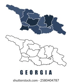 Georgia map regions border outline vector set