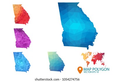 Georgia Map - Set of geometric rumpled triangular low poly style gradient graphic background , Map world polygonal design for your . Vector illustration eps 10.