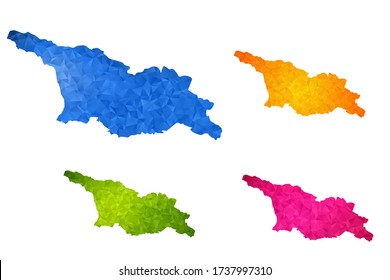 Mapa georgiano - Conjunto de fondo gráfico de gradiente triangular triangular de bajo estilo de poli geométrico ruplado, diseño poligonal para su ,Vector eps 10.