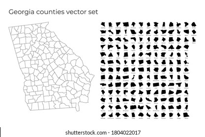Georgia map with shapes of regions. Blank vector map of the US State with counties. Borders of the US state for your infographic. Vector illustration.