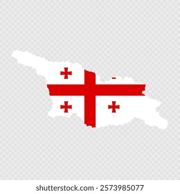 Georgia map silhouette with flag on white background