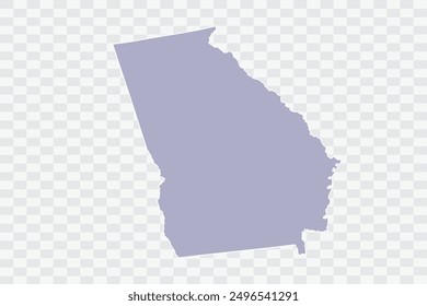 GEORGIA Map silver Color on White Background quality files Png