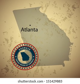 Georgia map with stamp vintage vector background