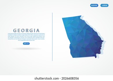 Mapa de Georgia - Mapa de Estados Unidos Planilla vectorial internacional con gradiente de color azul poligonal aislado en fondo blanco - Ilustración vectorial eps 10