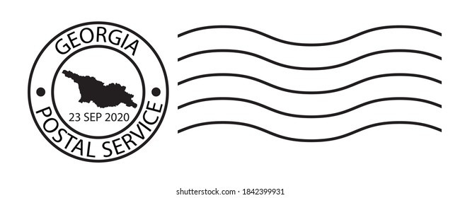 Georgia map symbol black color on post ink stamp