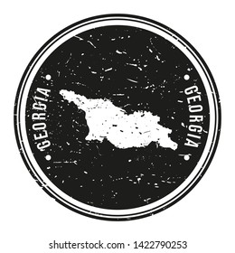 Georgia Map Symbol Round Design Stamp Travel and Business.