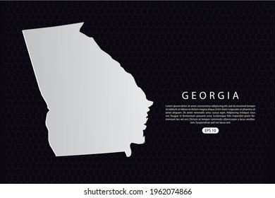 Georgia Map - USA, United States of America map, World Map International vector template with White Color isolated on hexagon background - Vector illustration eps 10