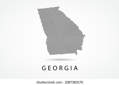 Georgia Map - USA, United States of America Map vector template with Black dots, grid, grunge, halftone style isolated on white background for infographic - Vector illustration eps 10