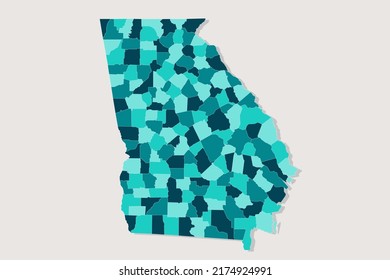 Georgia Map - USA, United States of America Map vector template with High detailed including blue and green outline color isolated on white background - Vector illustration eps 10