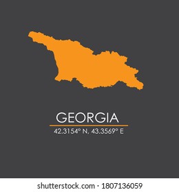 Georgia map vector with coordinates isolated in dark gray background