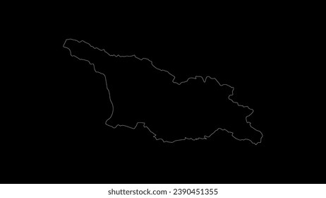 Georgia map vector illustration. Drawing with a white line on a black background.