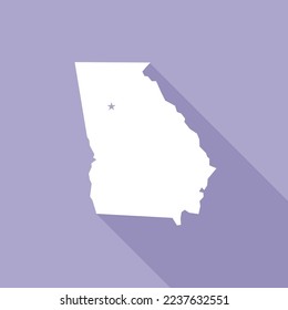 Georgia map vector illustration. Lavender colored flat map of south east state with the capital - Atlanta. United States od America, infographics, geography concepts.