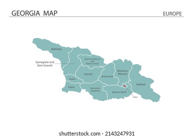 Georgia Map Vector Illustration On White Background. Map Have All Province And Mark The Capital City Of Georgia. 