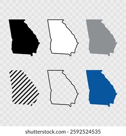 Georgia map vector illustration, scribble sketch Georgian. Georgia state silhouette, line style. America illustration Georgia Map Black, State Border, United States, US America, Transparent,solated