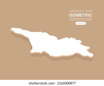 Georgia map white on brown background with isometric vector.