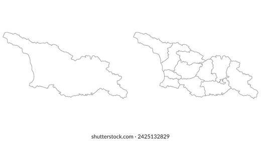 Georgia map. Map of Georgia in white set