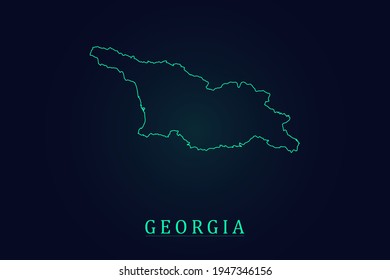 Georgia Map - World Map International vector template with thin green outline or outline graphic sketch style and green color isolated on dark background - Vector illustration eps 10