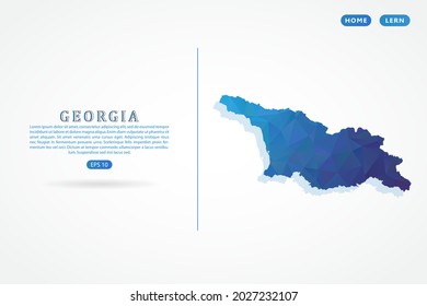 Mapa de Georgia - Mapa Mundial Plantilla vectorial internacional con gradiente de color azul poligonal aislado en fondo blanco para la educación, sitio web, banner - Ilustración vectorial eps 10