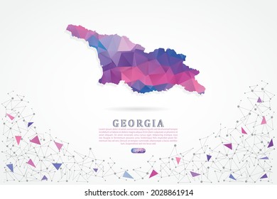 Mapa de Georgia - Mapa Mundial Plantilla vectorial Internacional con gradiente de color rosa poligonal aislado en fondo blanco para educación, sitio web, banner, infografía - Ilustración vectorial eps 10