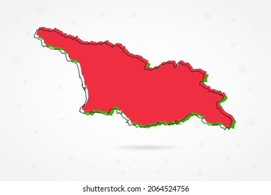 Georgia Map - World Map International vector template with including red, green and black outline sketch isolated on white background - Vector illustration eps 10