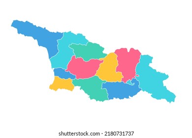 Georgia Map - Weltkarte Internationale Vektorgrafik-Vorlage mit hochdetaillierter Umrissfarbe in Blau, Grün, Rosa und Gelb einzeln auf weißem Hintergrund - Vektorgrafik eps10