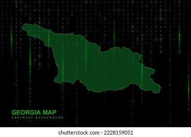 Georgia Map - World Map International vector template with Matrix green binary computer code background including light for design, website, hacker concept - Vector illustration eps 10