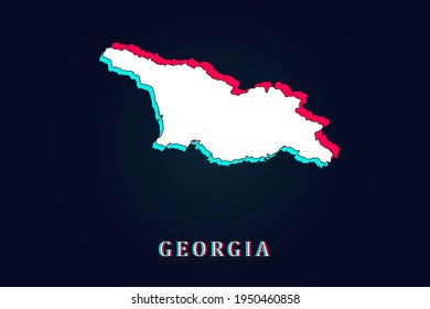 Georgia Map - World map vector template with Unique Design Abstract Digital Glitch and 3d  including blue, red and white color isolated on dark background - Vector illustration eps 10