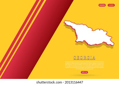 Georgia Map - World map vector template with isometric style including shadow, white and red color on yellow background for website, infographic, banner - Vector illustration eps 10