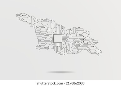Georgia Map - World map vector template with Abstract futuristic circuit board Illustration or High-tech technology mash line and point scales on white background - Vector illustration ep 10