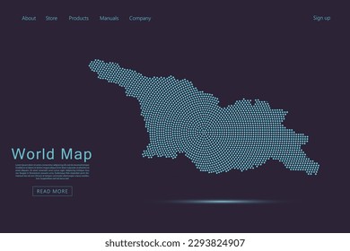 Georgia Map - World map vector template with blue dots, grid, grunge, halftone style isolated on dark purple background for website, infographic, technology design - Vector illustration eps 10