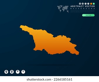 Georgien-Karte von Gelb und orangefarbenem Gefälle auf dunklem Hintergrund, Vektorgrafik.