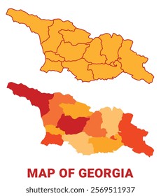 Georgia Map Yellow regions orange political map vector