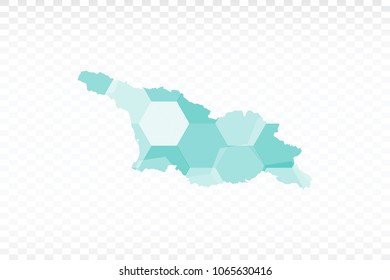 Georgia map-Polygonal map is made of colorful hexagons using the gradient method. On a plain background. Vector illustration eps 10.