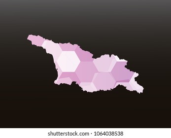 Georgia map-Purple map made of hexagon on black and gray background, gradient color. Vector illustration eps 10.
